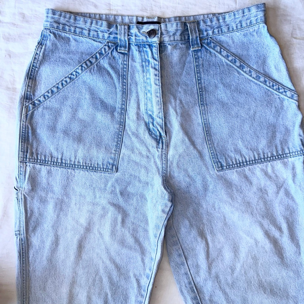 Vintage 1980s Women's Size 14 Bill Blass Jeans Capris Acid Wash Wide Leg Jeans - Picture 2 of 7